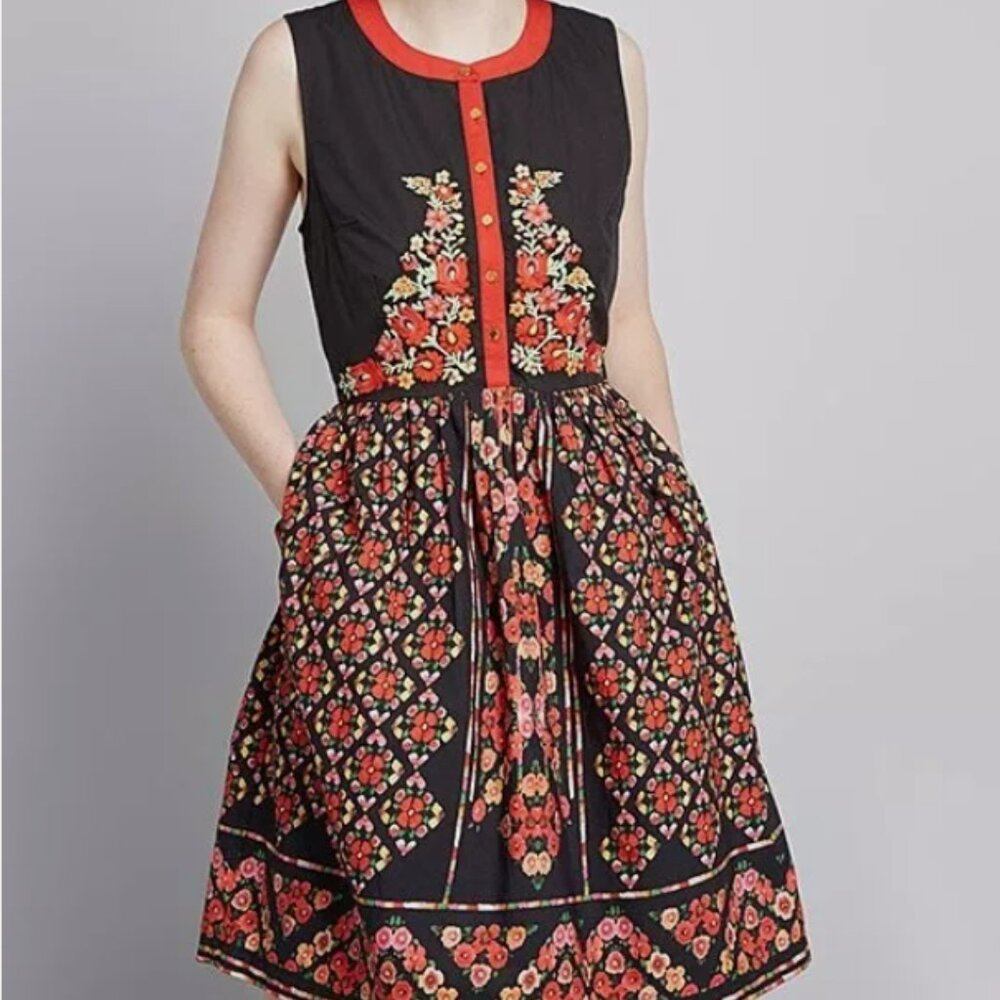 ModCloth A Conversation Masterpiece A-Line Dress